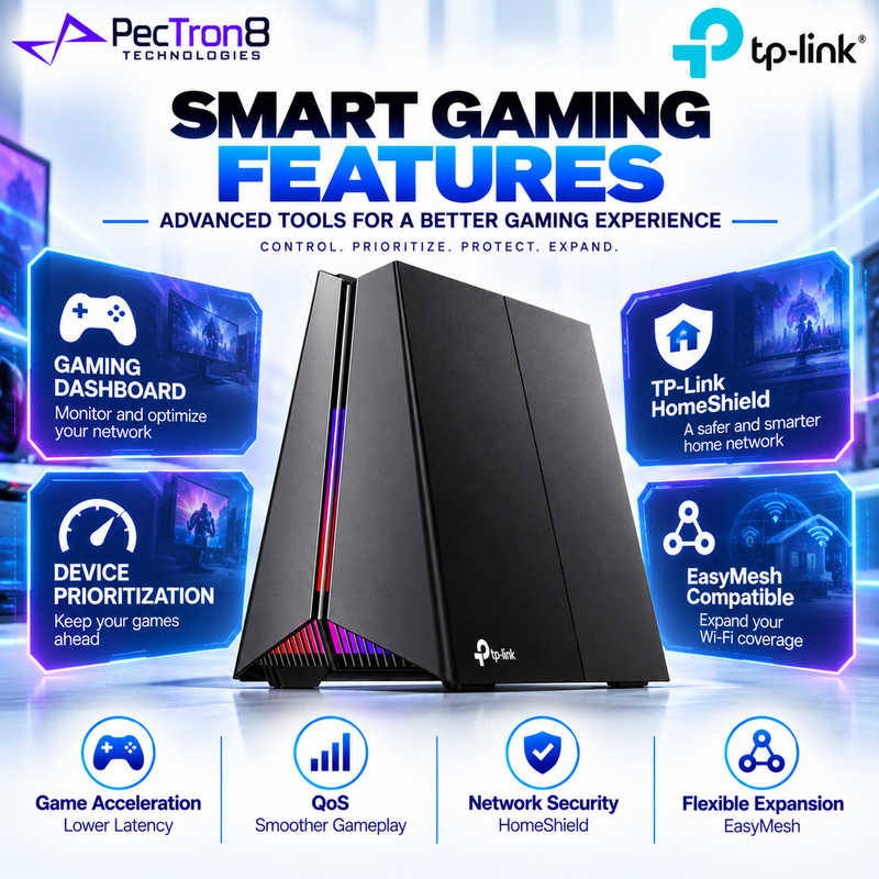 TP-Link Archer GE550 BE9300 Tri-Band Wi-Fi 7 Gaming Router – 2.5GbE Multi-Gig Ports, RGB Lighting, EasyMesh