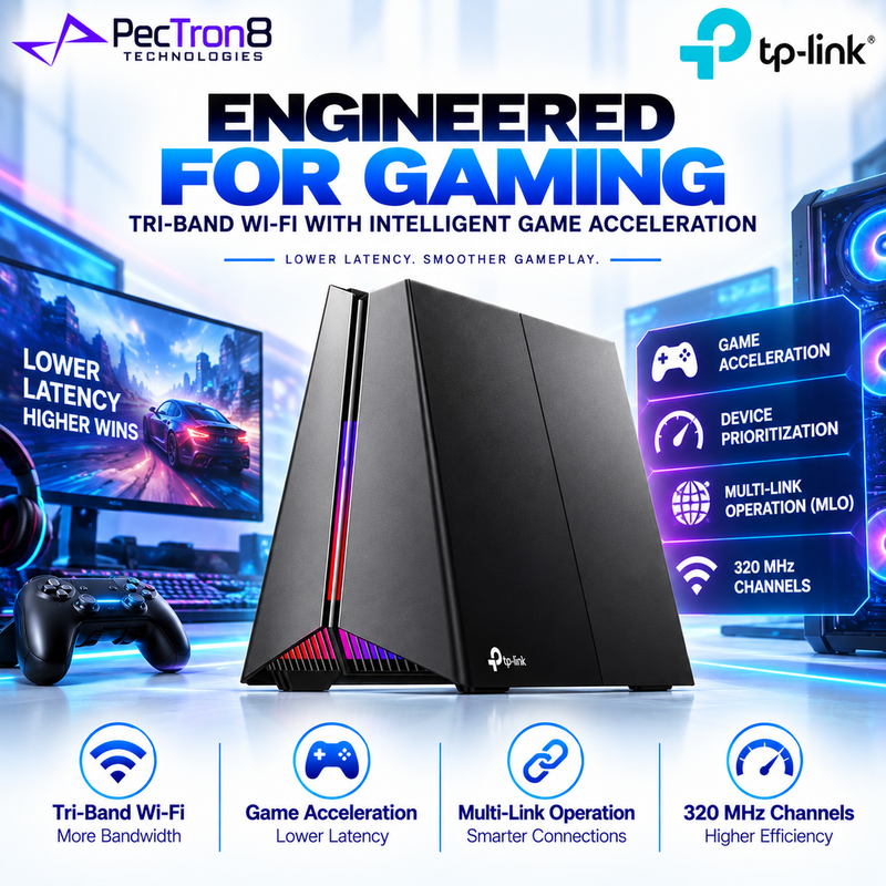 TP-Link Archer GE550 BE9300 Tri-Band Wi-Fi 7 Gaming Router – 2.5GbE Multi-Gig Ports, RGB Lighting, EasyMesh