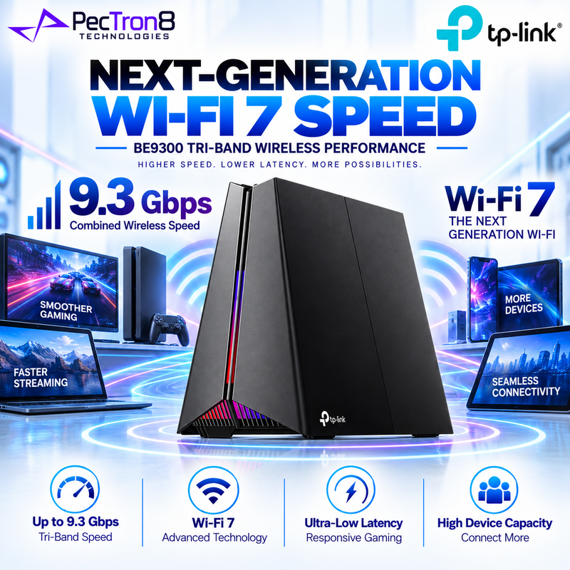 TP-Link Archer GE550 BE9300 Tri-Band Wi-Fi 7 Gaming Router – 2.5GbE Multi-Gig Ports, RGB Lighting, EasyMesh