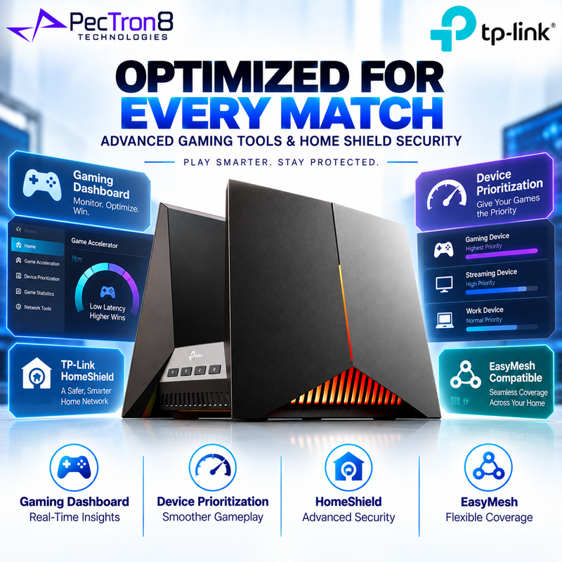 TP-Link Archer GE800 BE19000 Tri-Band Wi-Fi 7 Gaming Router – Dual 10GbE, 4×2.5GbE, RGB Lighting, EasyMesh