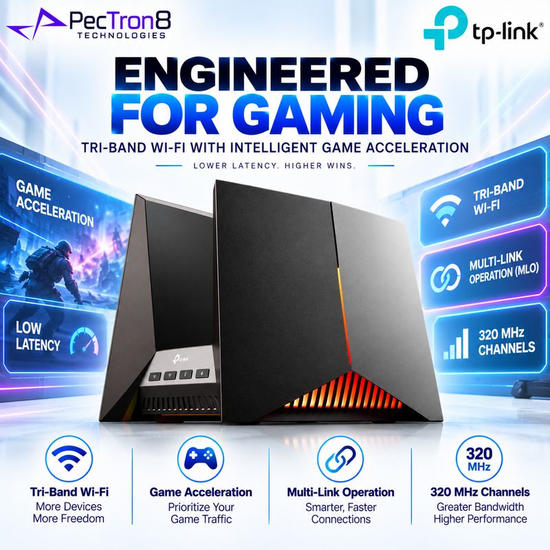TP-Link Archer GE800 BE19000 Tri-Band Wi-Fi 7 Gaming Router – Dual 10GbE, 4×2.5GbE, RGB Lighting, EasyMesh