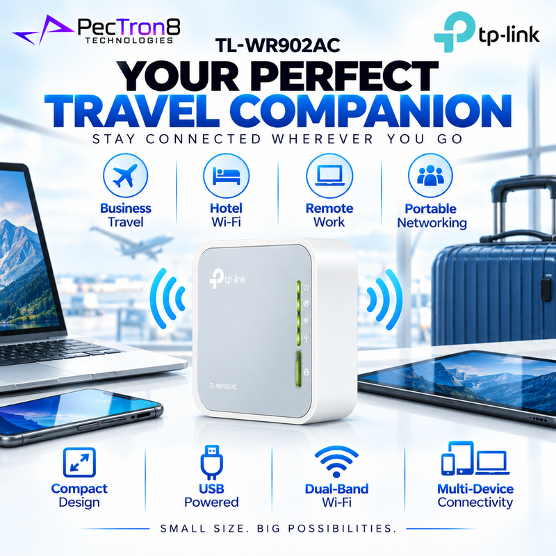 TP-Link TL-WR902AC AC750 Wireless Travel Router – Dual-Band, 5 Operating Modes, USB Powered, Portable Wi-Fi Router