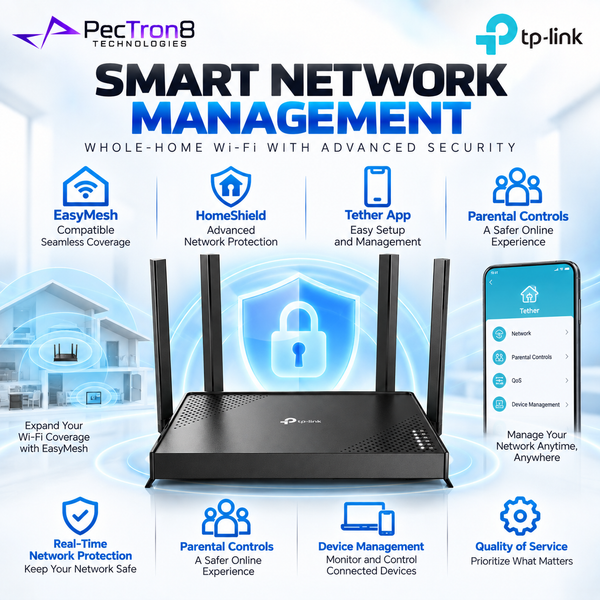 TP-Link Archer BE225 BE3600 Dual-Band Wi-Fi 7 Router – EasyMesh, Gigabit Ethernet, HomeShield