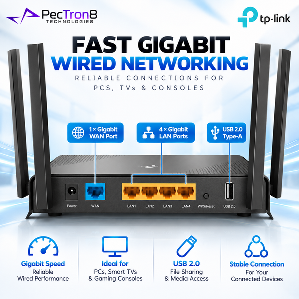 TP-Link Archer AX53 AX3000 Dual Band Gigabit Wi-Fi 6 Router – EasyMesh, Gigabit Ports, USB 2.0, HomeShield