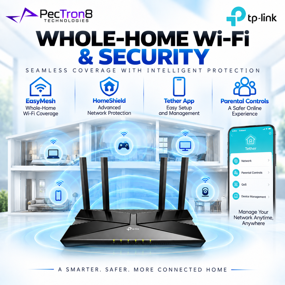 TP-Link Archer AX53 AX3000 Dual Band Gigabit Wi-Fi 6 Router – EasyMesh, Gigabit Ports, USB 2.0, HomeShield