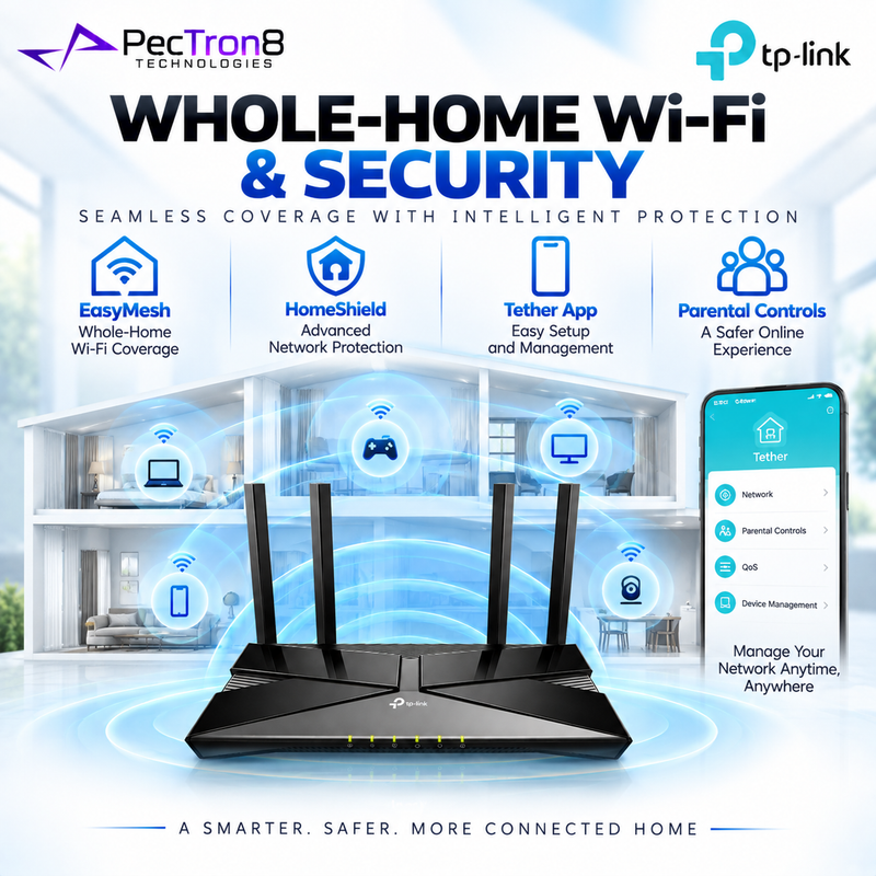 TP-Link Archer AX53 AX3000 Dual Band Gigabit Wi-Fi 6 Router – EasyMesh, Gigabit Ports, USB 2.0, HomeShield