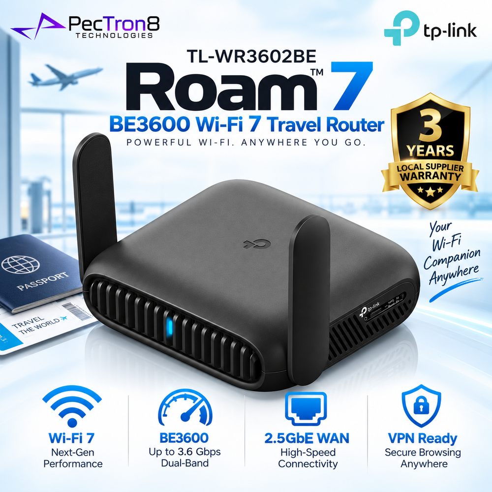 TP-Link TL-WR3602BE Roam™ 7 BE3600 Wi-Fi 7 Travel Router – 2.5GbE WAN, USB 3.0, VPN, USB-C Powered