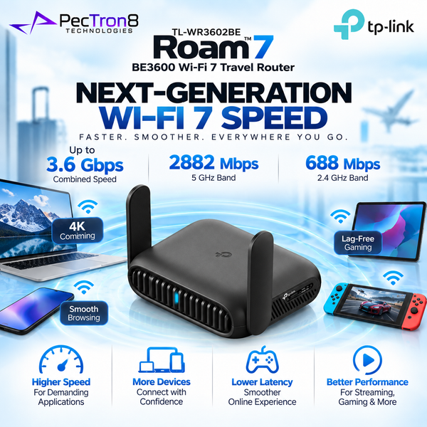 TP-Link TL-WR3602BE Roam™ 7 BE3600 Wi-Fi 7 Travel Router – 2.5GbE WAN, USB 3.0, VPN, USB-C Powered