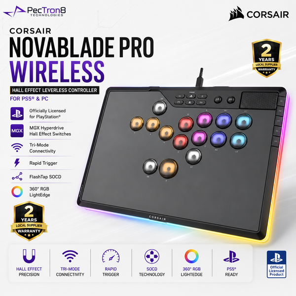 CORSAIR NOVABLADE PRO Wireless Hall Effect Leverless Controller for PS5 & PC | Tri-Mode | Officially Licensed
