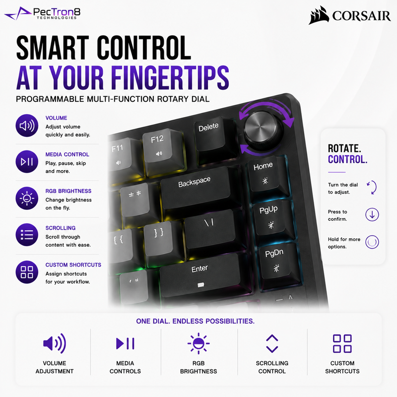 CORSAIR K65 PLUS WIRELESS RGB 75% Gaming Keyboard | Hot-Swappable MLX Red | Tri-Mode Wireless