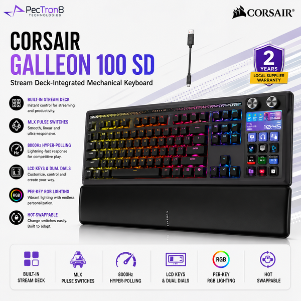CORSAIR GALLEON 100 SD Stream Deck Mechanical Gaming Keyboard | MLX Pulse | 8000Hz | RGB