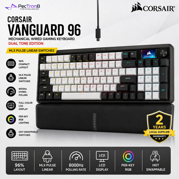 CORSAIR VANGUARD 96 Mechanical Gaming Keyboard | MLX Pulse Linear Switch | Dual Tone RGB | 8000Hz Wired