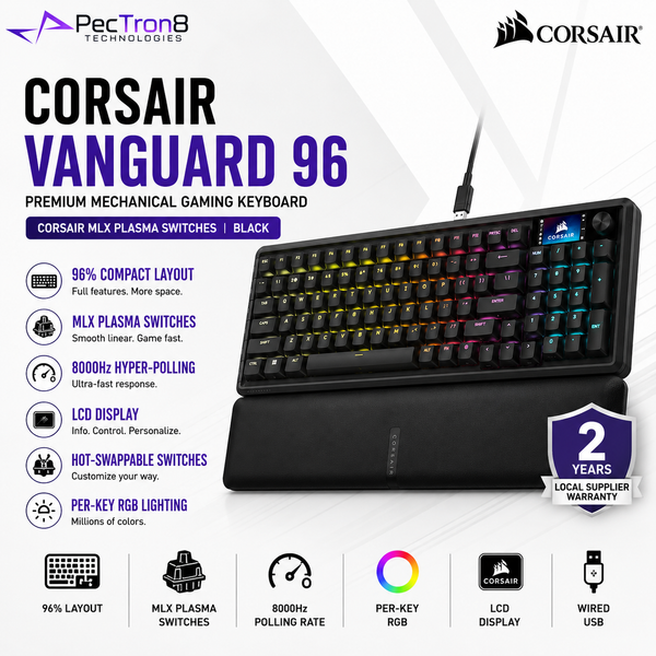 CORSAIR VANGUARD 96 Mechanical Wired Gaming Keyboard | MLX Plasma Linear Switch | 96% RGB Gaming Keyboard | 8000Hz