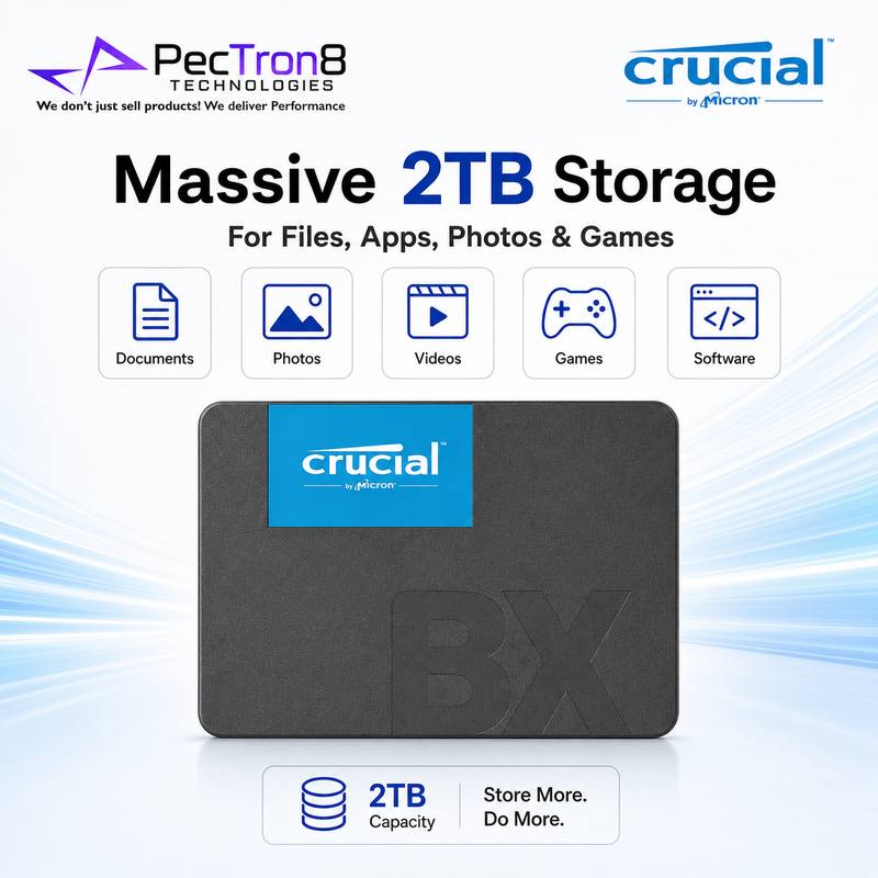 Crucial BX500 2TB 2.5” SATA SSD 3D NAND Internal Solid State Drive for Laptop Desktop