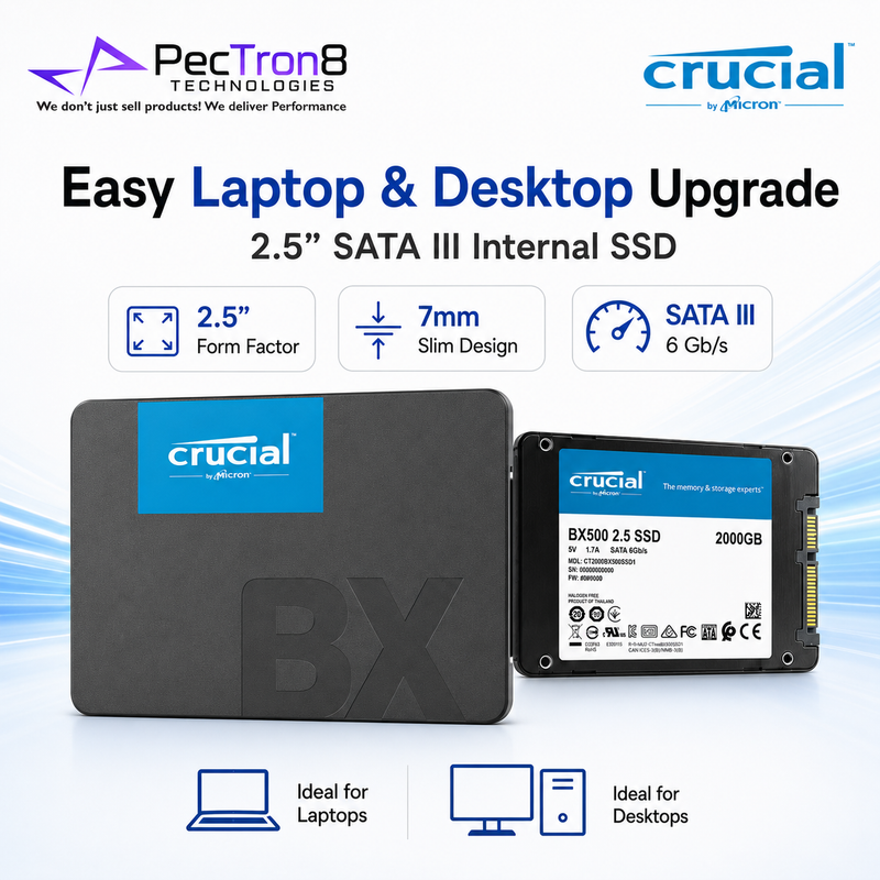 Crucial BX500 2TB 2.5” SATA SSD 3D NAND Internal Solid State Drive Crucial BX500 2TB 2.5” SATA SSD 3D NAND Internal Solid State Drive