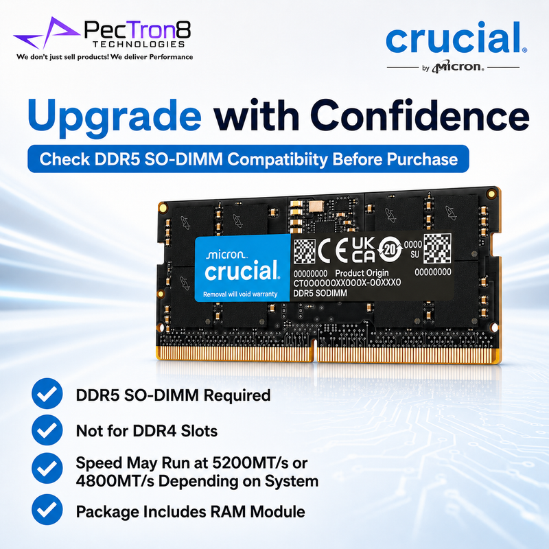 Crucial DDR5 5600MT/s Laptop RAM SODIMM 16GB 32GB 64GB Memory Upgrade