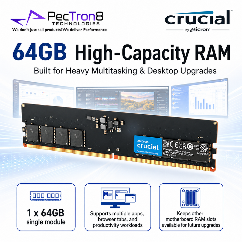 Crucial 64GB DDR5-5600 UDIMM Desktop RAM 288-Pin PC5-44800 Non-ECC Memory