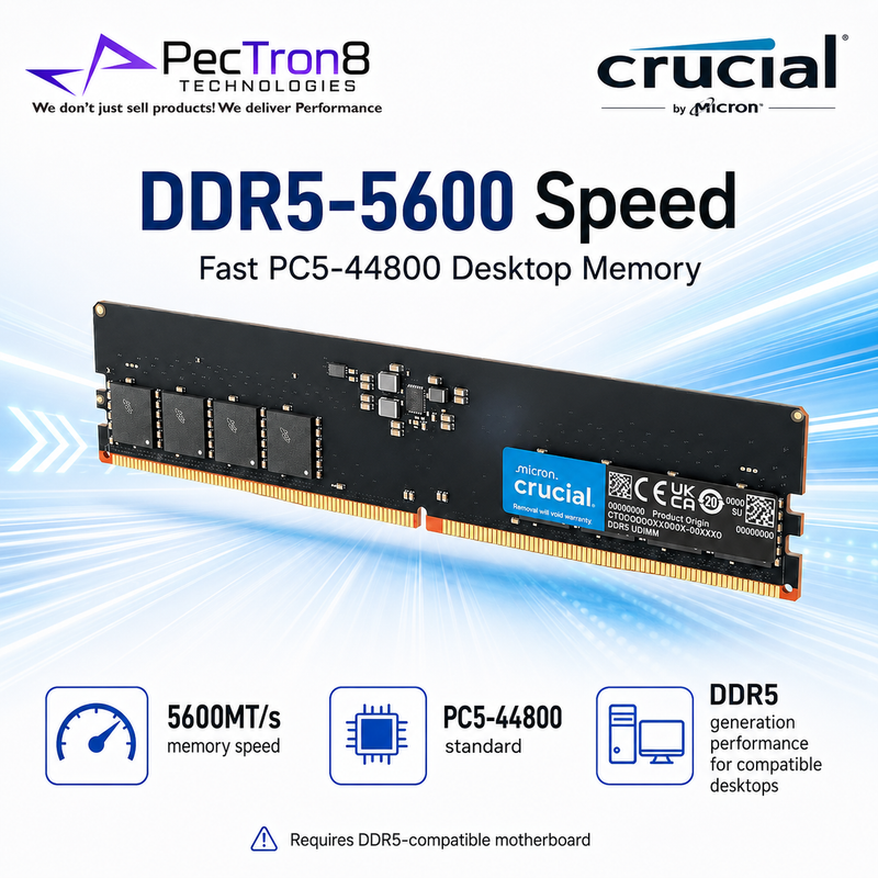Crucial 64GB DDR5-5600 UDIMM Desktop RAM 288-Pin PC5-44800 Non-ECC Memory