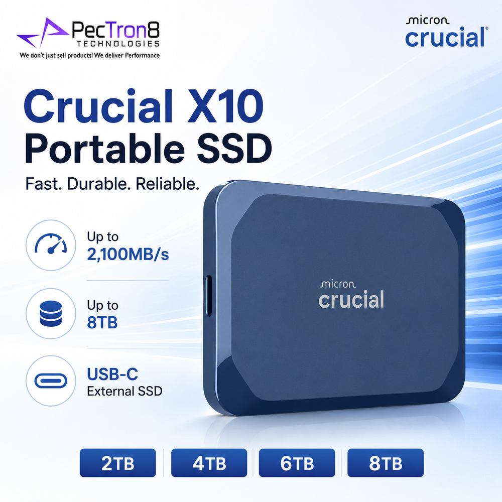 Crucial X10 Portable SSD 2TB 4TB 6TB 8TB USB-C External Solid State Drive Up to 2100MB/s