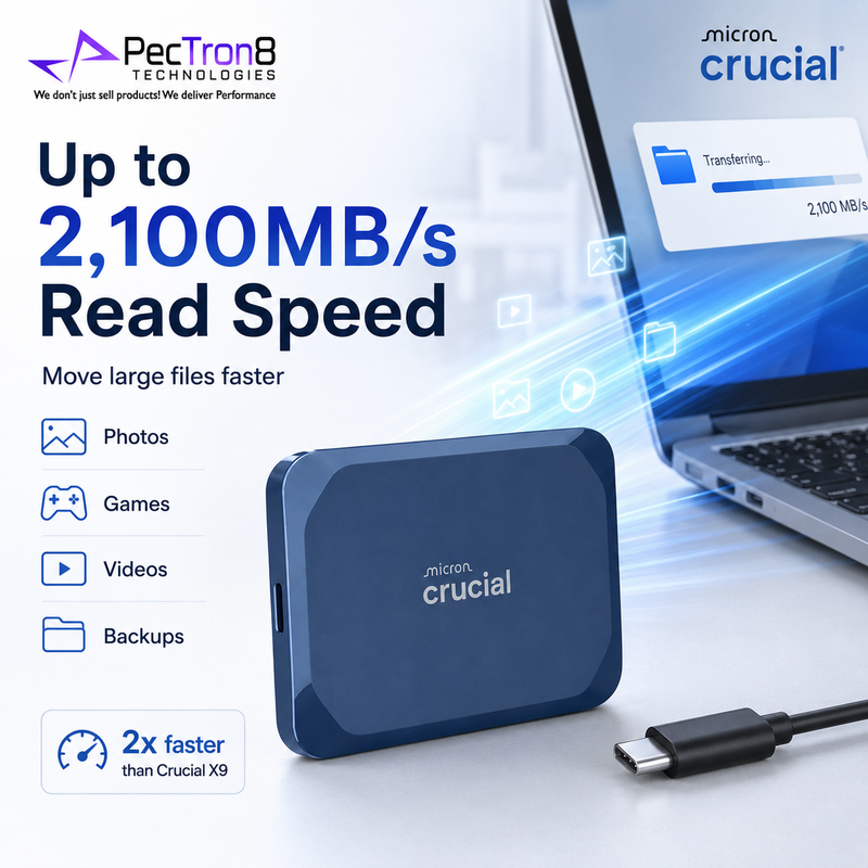 Crucial X10 Portable SSD 2TB 4TB 6TB 8TB USB-C External Solid State Drive Up to 2100MB/s