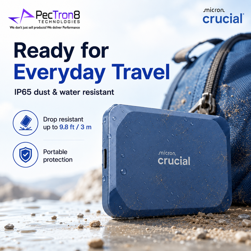 Crucial X10 Portable SSD 2TB 4TB 6TB 8TB USB-C External Solid State Drive Up to 2100MB/s