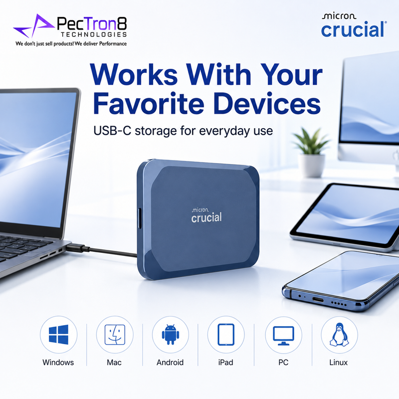 Crucial X10 Portable SSD 2TB 4TB 6TB 8TB USB-C External Solid State Drive Up to 2100MB/s