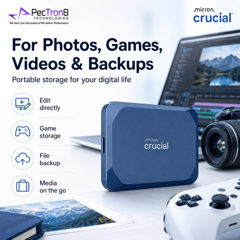 Crucial X10 Portable SSD 2TB 4TB 6TB 8TB USB-C External Solid State Drive Up to 2100MB/s
