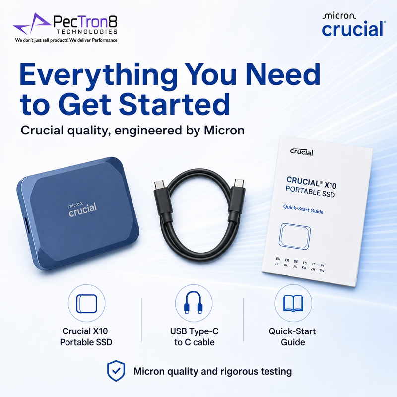 Crucial X10 Portable SSD 2TB 4TB 6TB 8TB USB-C External Solid State Drive Up to 2100MB/s