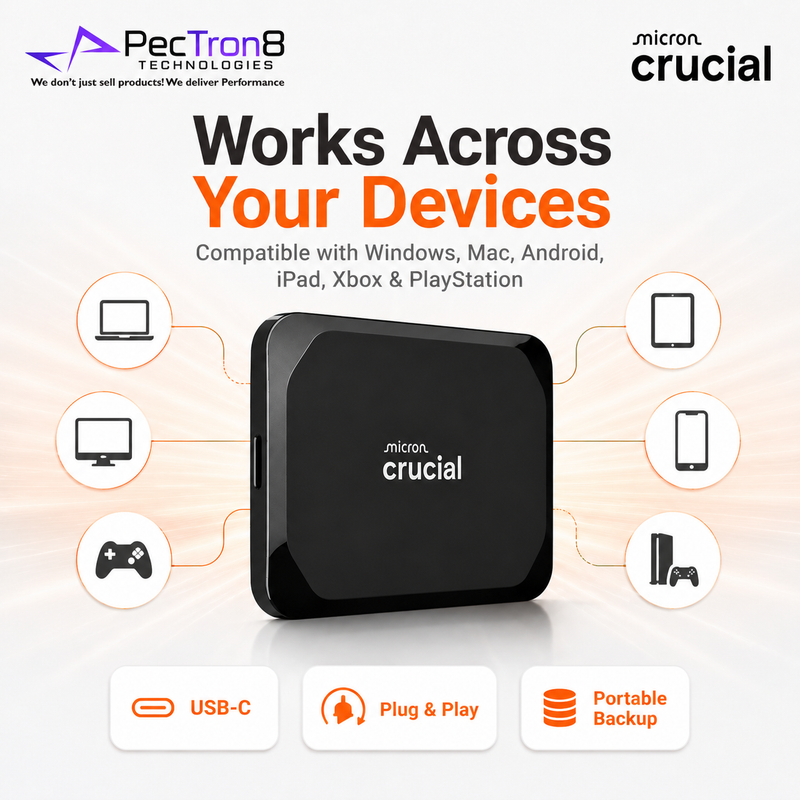 Crucial X9 4TB Portable SSD USB-C External Solid State Drive Up to 1050MB/s Read for Laptop PC Mac Android