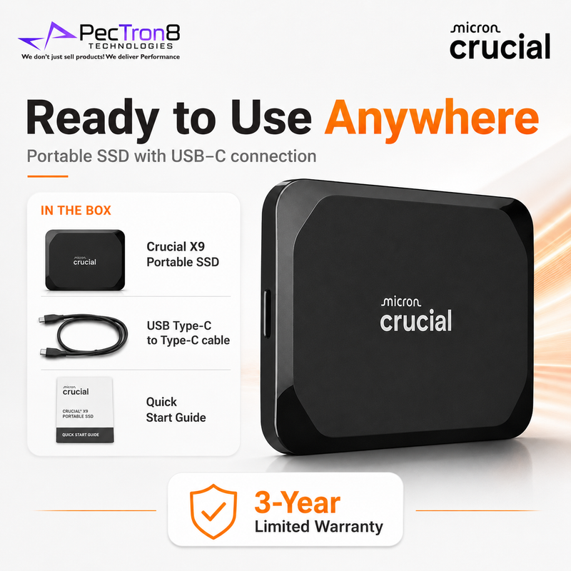 Crucial X9 4TB Portable SSD USB-C External Solid State Drive Up to 1050MB/s Read for Laptop PC Mac Android