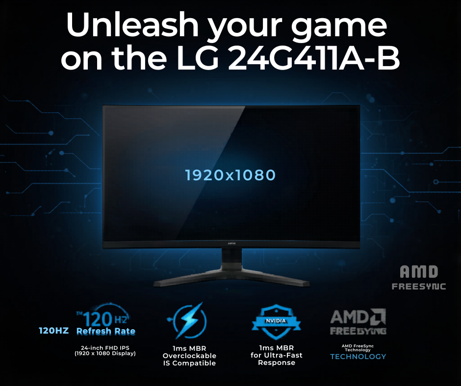 LG UltraGear™ G4 24-inch 144Hz Overclock FHD IPS Gaming Monitor | 24G411A with NVIDIA® G-SYNC® compatible, SRGB 99% (Typ.)
