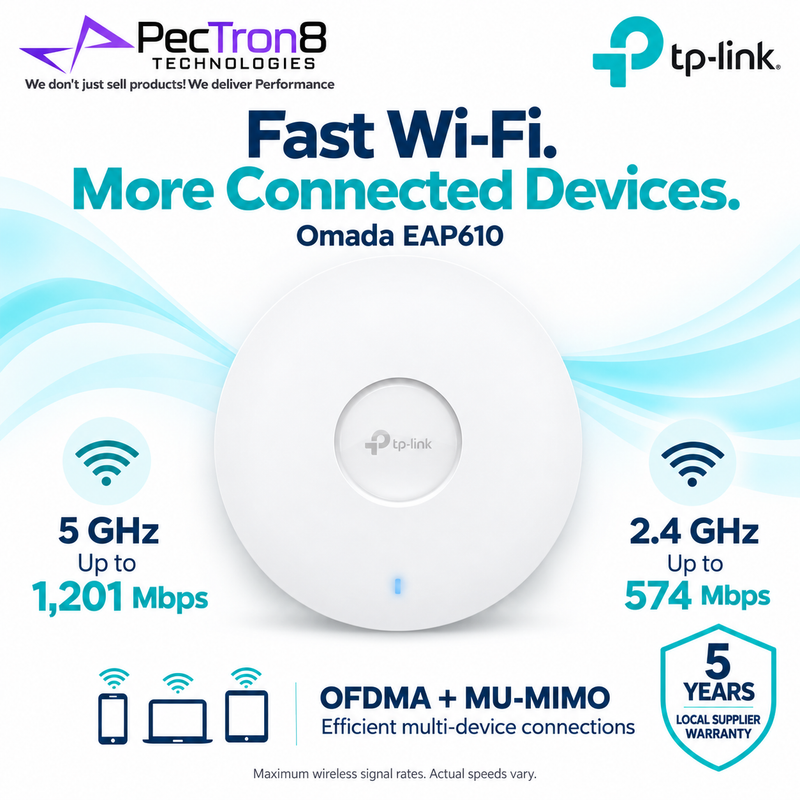 TP-Link Omada EAP610 AX1800 Ceiling Mount Dual-Band Wi-Fi 6 Access Point – PoE+, Omada SDN, WPA3