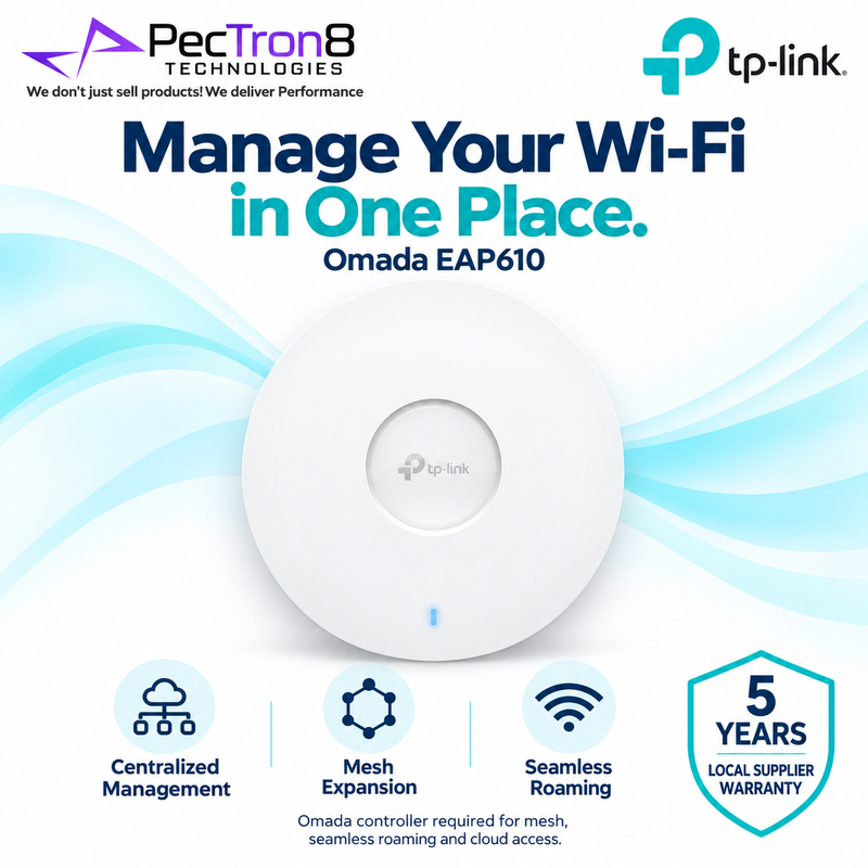 TP-Link Omada EAP610 AX1800 Ceiling Mount Dual-Band Wi-Fi 6 Access Point – PoE+, Omada SDN, WPA3