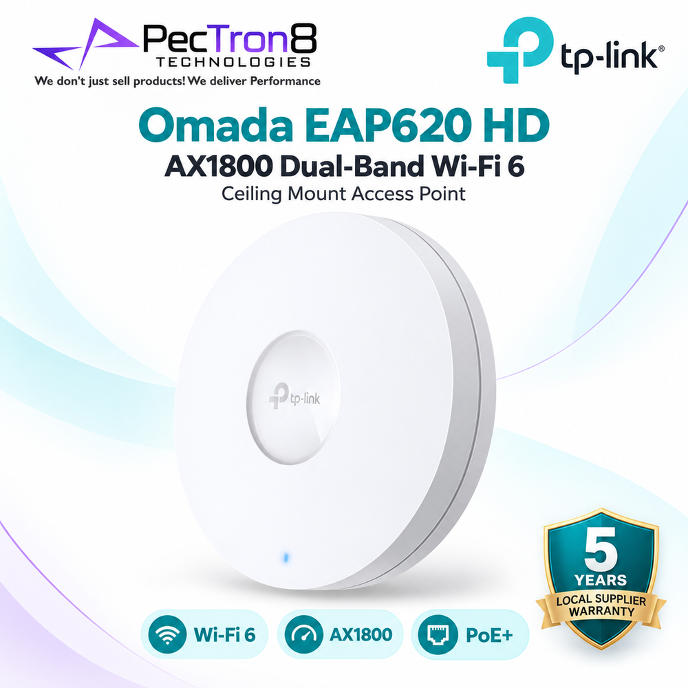 TP-Link Omada EAP620 HD AX1800 Ceiling Mount Dual-Band Wi-Fi 6 Access Point | PoE+ | Omada SDN | WPA3 Enterprise