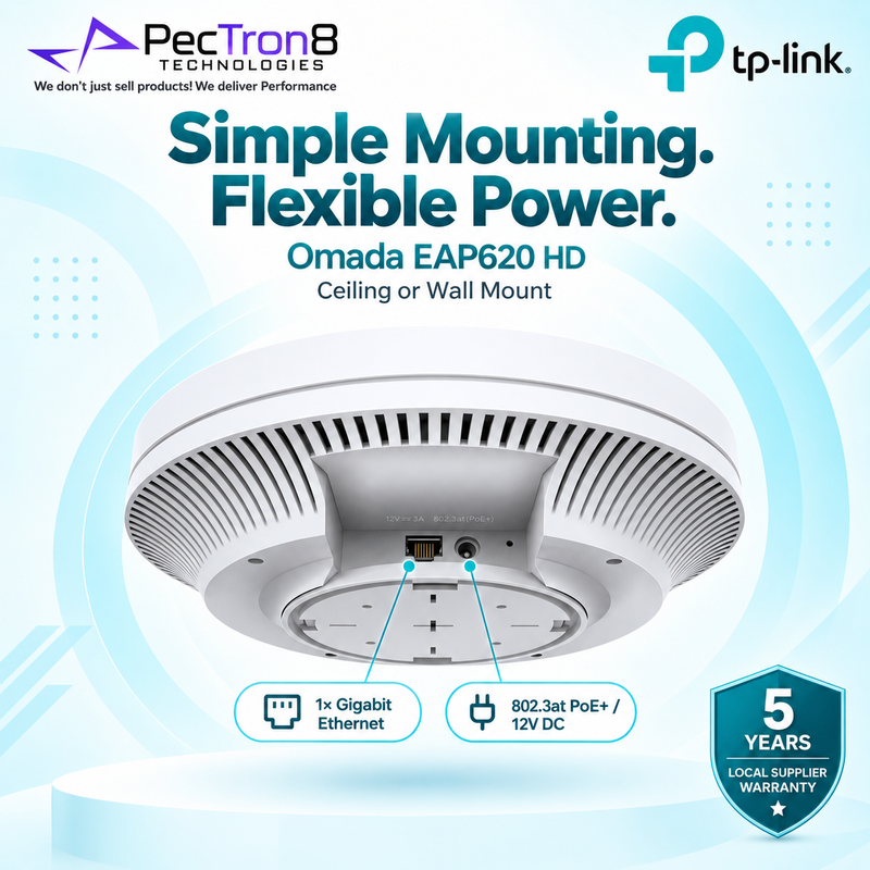 TP-Link Omada EAP620 HD AX1800 Ceiling Mount Dual-Band Wi-Fi 6 Access Point | PoE+ | Omada SDN | WPA3 Enterprise
