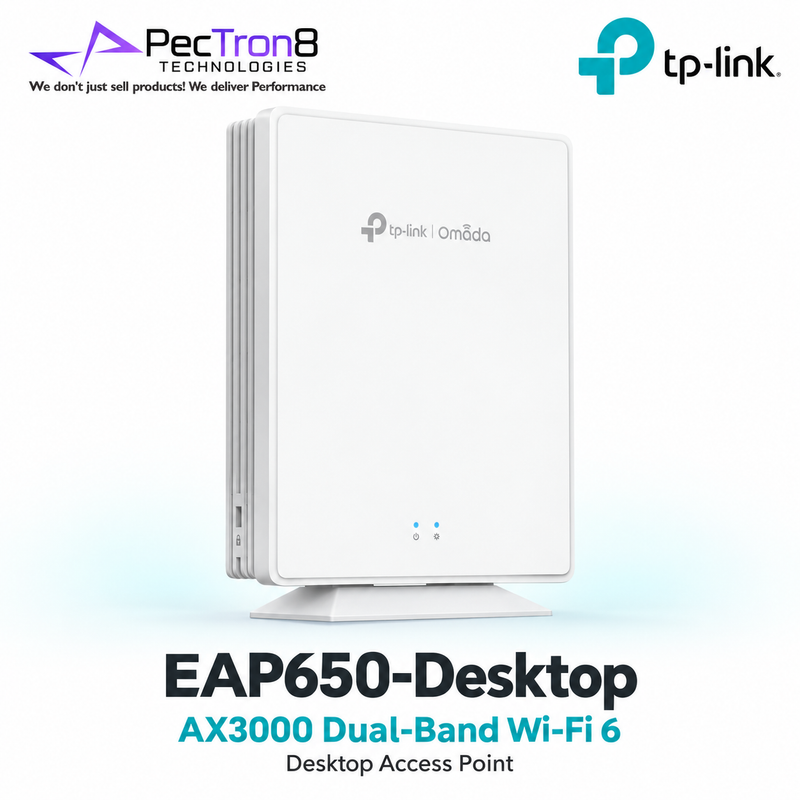 TP-Link Omada EAP650 Desktop AX3000 Dual-Band Wi-Fi 6 Access Point – 2.5GbE, PoE+, Omada SDN, Mesh, WPA3