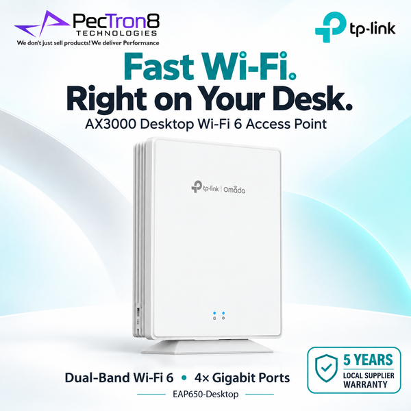 TP-Link Omada EAP650 Desktop AX3000 Dual-Band Wi-Fi 6 Access Point – 2.5GbE, PoE+, Omada SDN, Mesh, WPA3