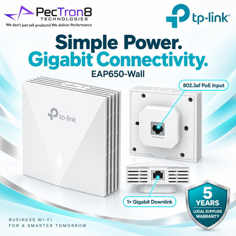 TP-Link Omada EAP650-Wall AX3000 Wall-Plate Dual-Band Wi-Fi 6 Access Point – PoE+, 3 Gigabit Ports, Omada SDN