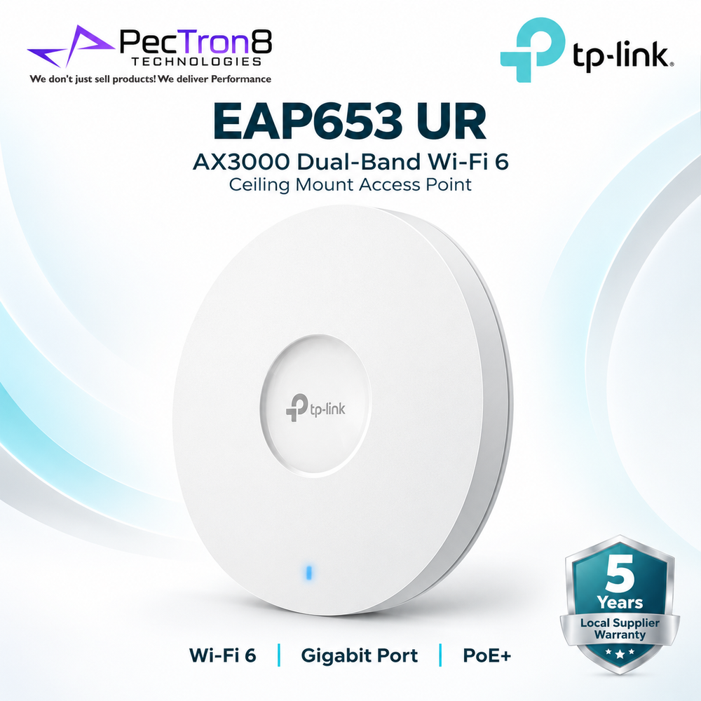 TP-Link Omada EAP653 UR AX3000 Ceiling Mount Dual-Band Wi-Fi 6 Access Point – PoE+, Omada SDN, Gigabit Ethernet