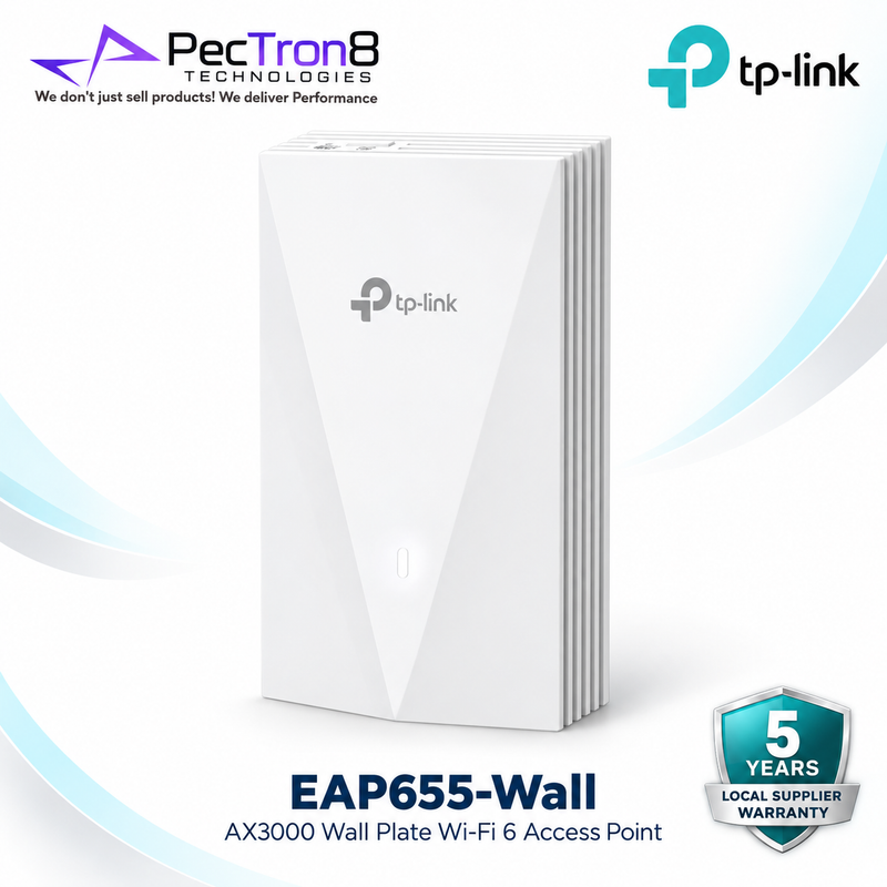 TP-Link Omada EAP655-Wall AX3000 Wall-Plate Dual-Band Wi-Fi 6 Access Point – 2.5GbE PoE, Omada SDN, PoE Pass-Through