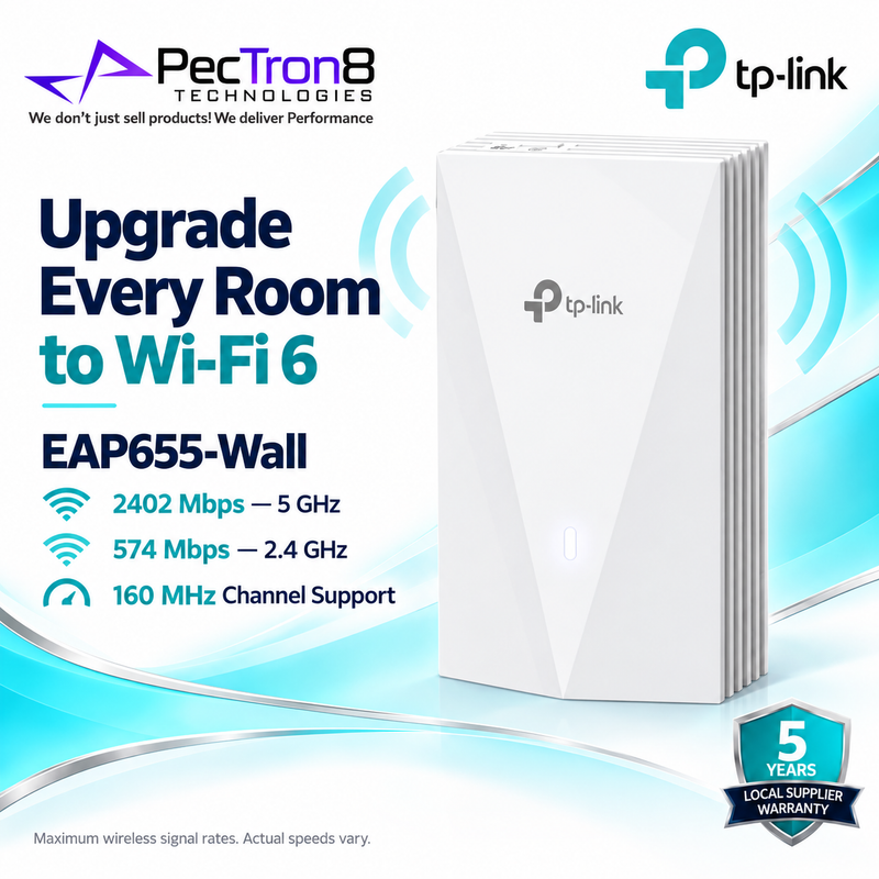 TP-Link Omada EAP655-Wall AX3000 Wall-Plate Dual-Band Wi-Fi 6 Access Point – 2.5GbE PoE, Omada SDN, PoE Pass-Through
