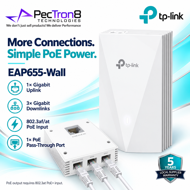 TP-Link Omada EAP655-Wall AX3000 Wall-Plate Dual-Band Wi-Fi 6 Access Point – 2.5GbE PoE, Omada SDN, PoE Pass-Through