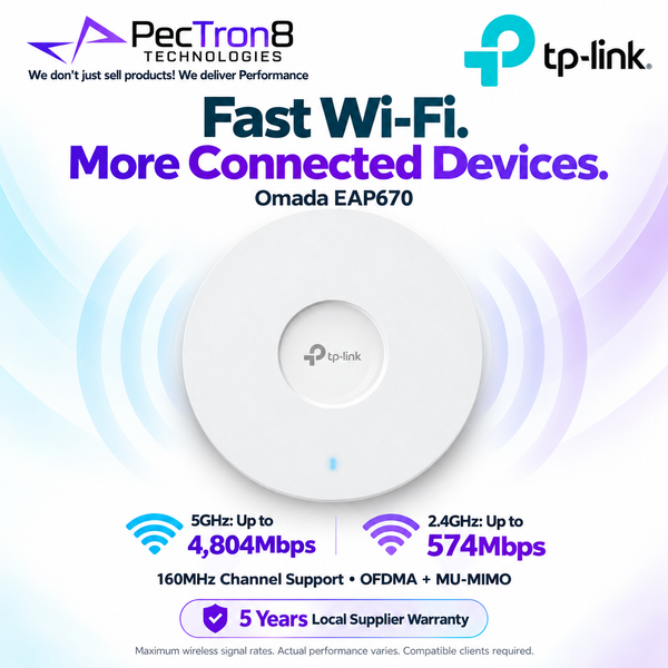TP-Link Omada EAP670 AX5400 Wi-Fi 6 Ceiling Mount Access Point – 2.5GbE, PoE+, Omada SDN, WPA3 Enterprise