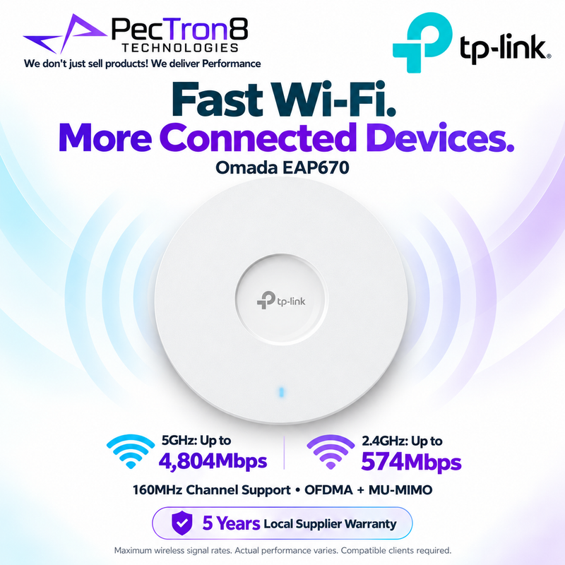 TP-Link Omada EAP670 AX5400 Wi-Fi 6 Ceiling Mount Access Point – 2.5GbE, PoE+, Omada SDN, WPA3 Enterprise