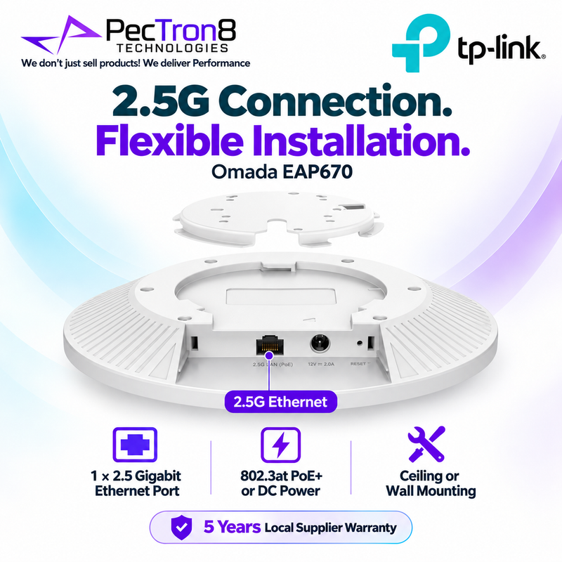 TP-Link Omada EAP670 AX5400 Wi-Fi 6 Ceiling Mount Access Point – 2.5GbE, PoE+, Omada SDN, WPA3 Enterprise