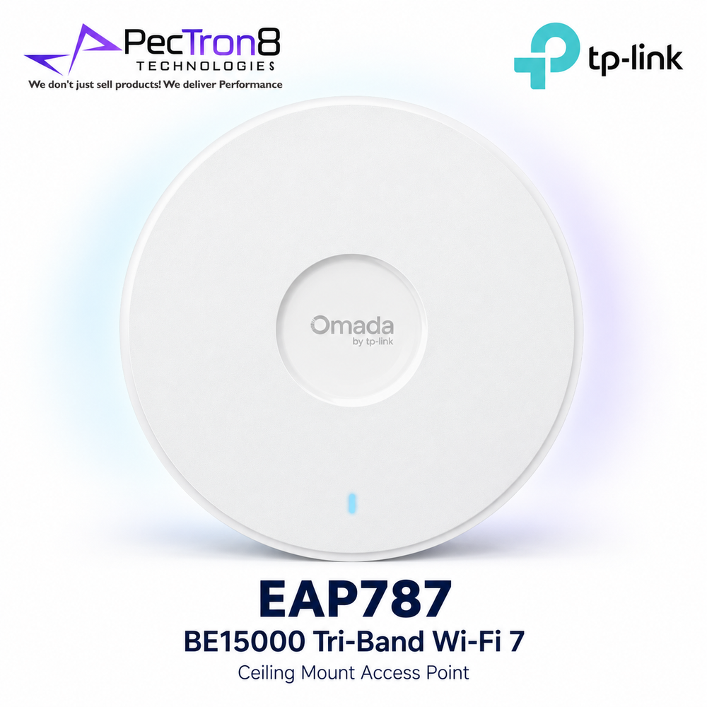 TP-Link Omada EAP787 BE15000 Tri-Band Wi-Fi 7 Ceiling Mount Access Point – Dual 10GbE, PoE++, Omada SDN