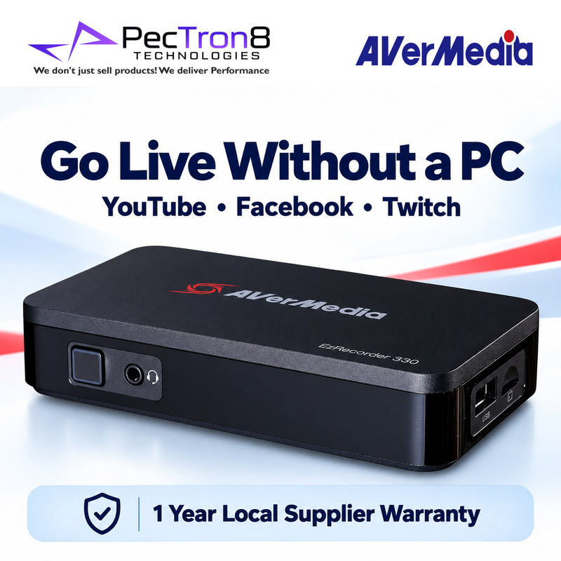 AVerMedia EzRecorder 330 ER330 Standalone Video Recorder – 1080p60 Recording, 4K60 Pass-Through, H.265, PC-Free Streaming