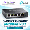 TP-Link Omada ES205G 5-Port Gigabit Easy Managed Switch – Omada SDN, VLAN, QoS, Fanless Metal Switch