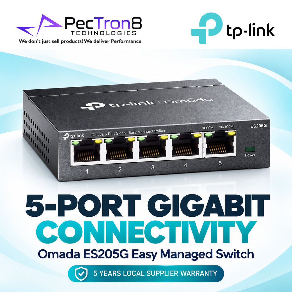 TP-Link Omada ES205G 5-Port Gigabit Easy Managed Switch – Omada SDN, VLAN, QoS, Fanless Metal Switch