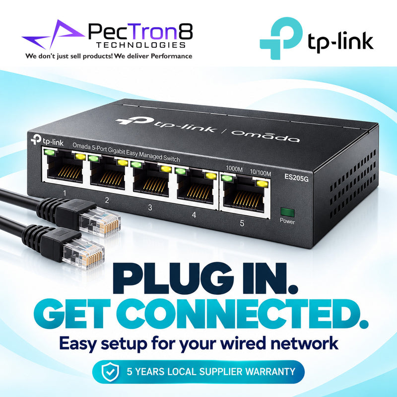 TP-Link Omada ES205G 5-Port Gigabit Easy Managed Switch – Omada SDN, VLAN, QoS, Fanless Metal Switch